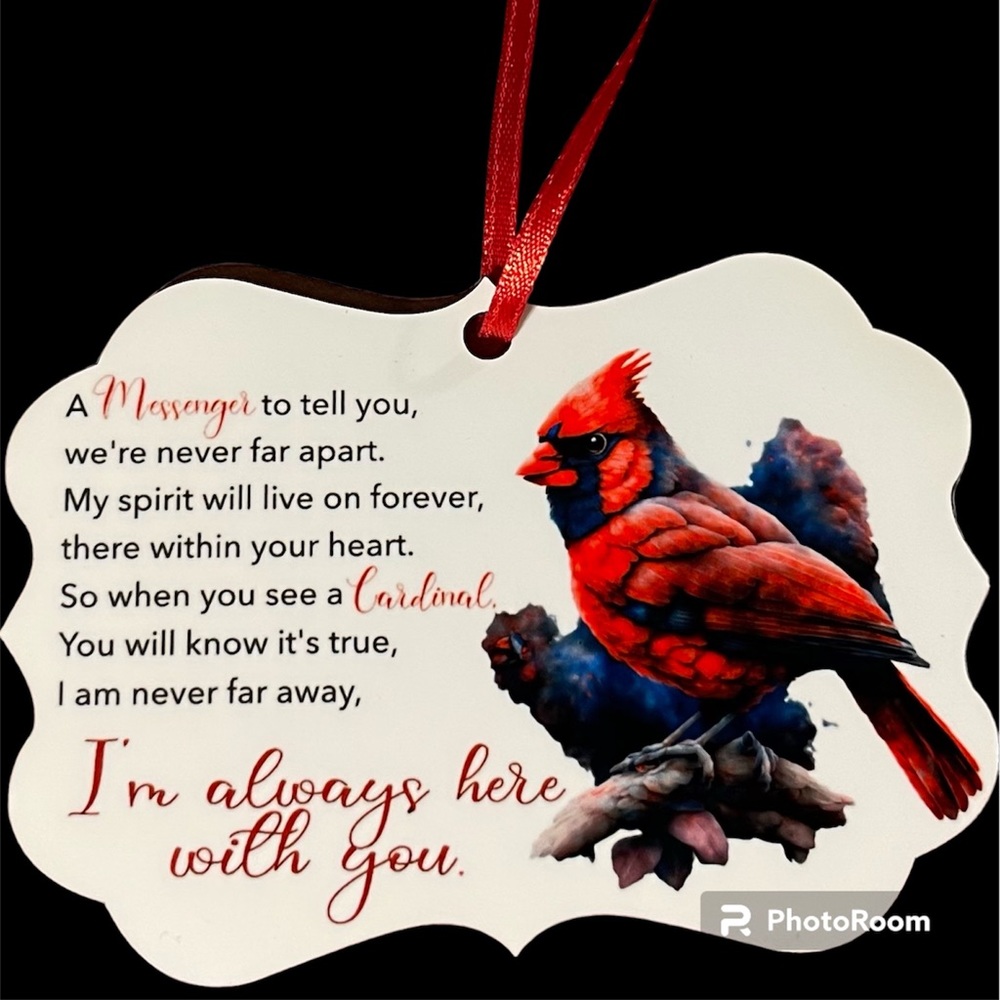 Memorial Cardinal infused ink Christmas ornament